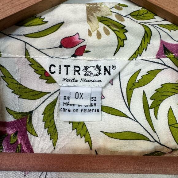 Citron Silk Butterfly Print Button Up Blouse - Picture 3 of 13